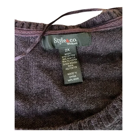 Style & Co Woman 2X Purple Knit Sweater Pullover Long Sleeve Casual NEW - Picture 2 of 5